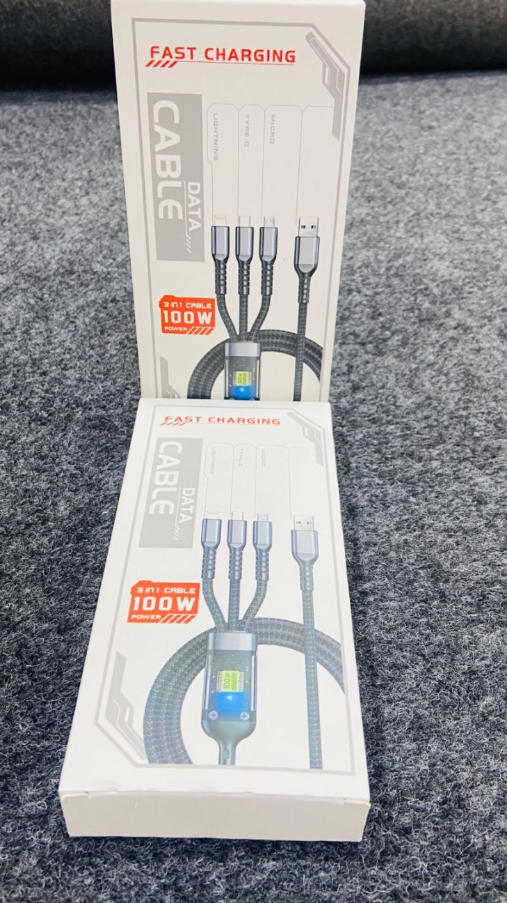 IMPORTED 100 WATT 3 IN 1 CHARGING CABLE
