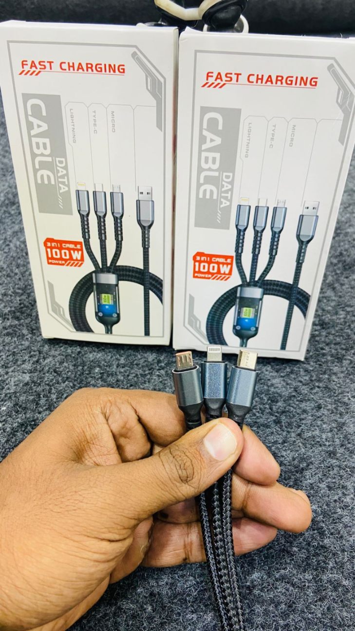IMPORTED 100 WATT 3 IN 1 CHARGING CABLE