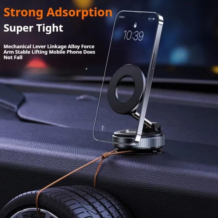 Vacuum Magnetic Suction Phone Mount CAR MOBILE STAND, 360°Adjustable Hands-Free Shower Phone Holder, Stand Magnetic Cell Mobile Holder for Car,Gym,Mirror Compatible with iPhone & All Android Phones (K007 MagSafe)